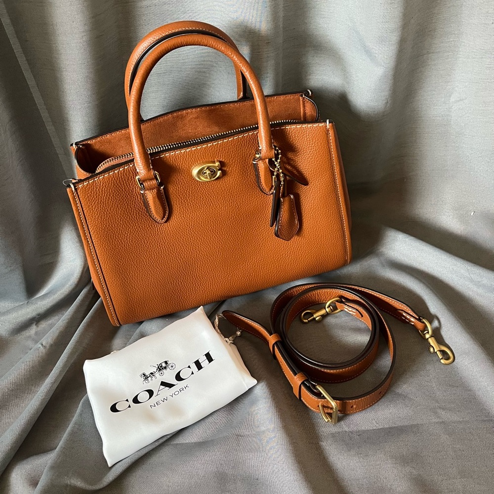 Coach Cognac Leather Satchel with Gold Hardware